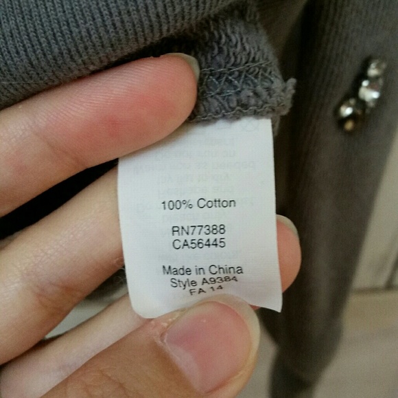 **SALE**J. CREW FACTORY gray jeweled sweatshirt XS - Picture 5 of 7
